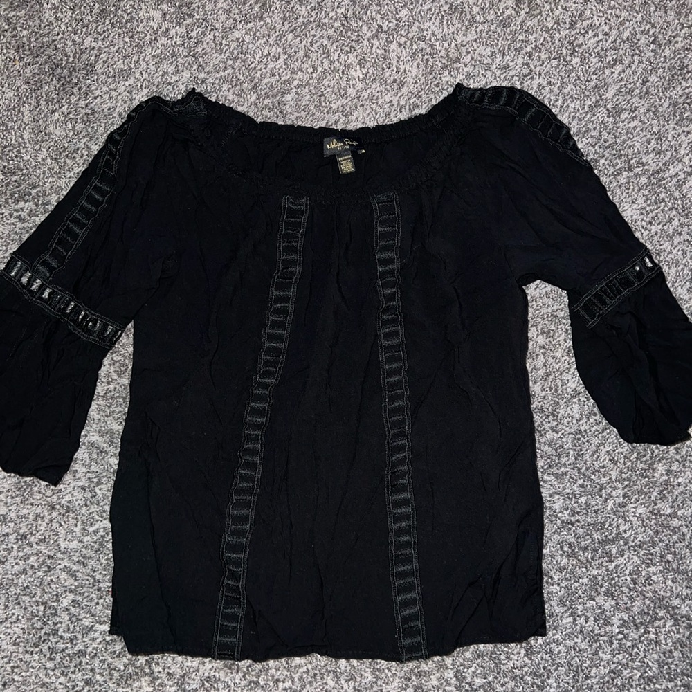 Melissa Paige Black Top with Lace Details